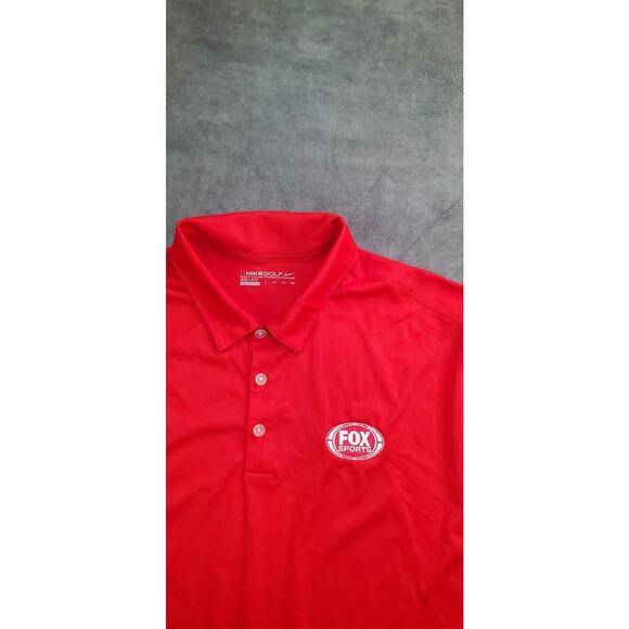 NikeGolf Polo Shirt Men's Sz 2XL Red Dri-Fit Performance Stretch Fox Sports Logo - Picture 4 of 10